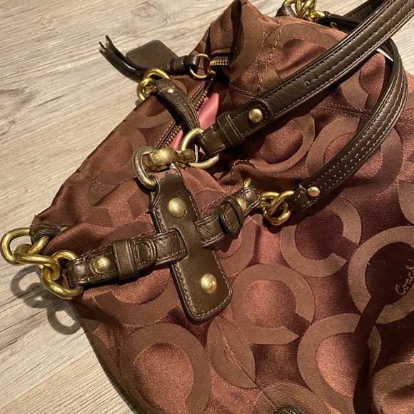 Coach Signature Brooke Mahogany Sateen Shoulder Bag - Picture 6 of 6